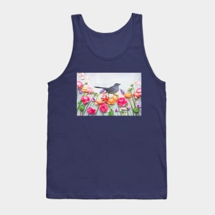 Gray Catbird in the Flower Garden Tank Top